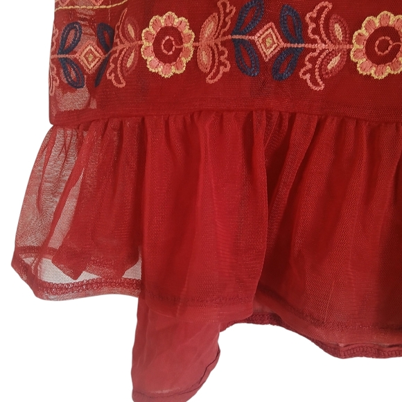 Coco + Jaimeson Embroidered Red Sheer Sleeveless Tank Top Electric Traveler - Picture 9 of 14